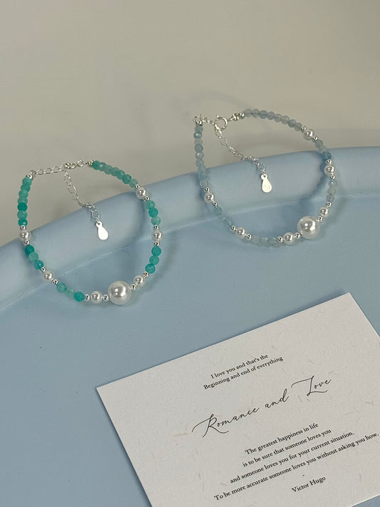 LolaWhite "Morning Dew Ballad" S925 Sterling Silver Pearl Bracelet - Unique Design, Minimalist & Elegant