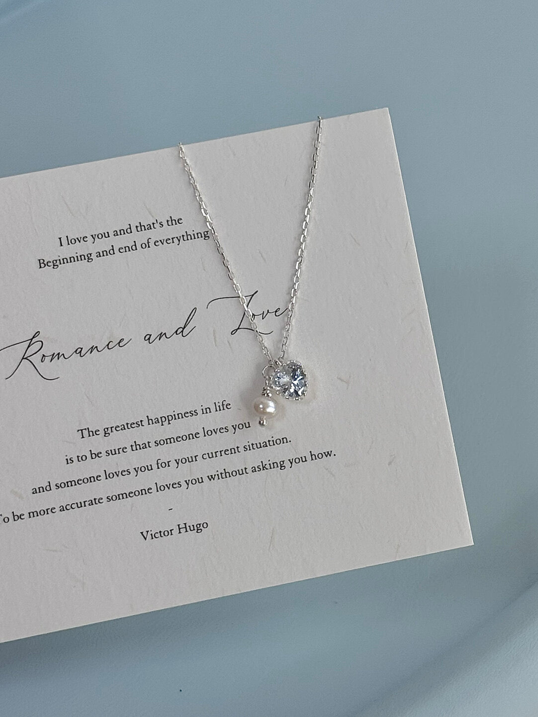 LolaWhite "Frosted Heart Sea" S925 Sterling Silver Ice Blue Heart Pendant Collarbone Necklace - Versatile & Elegant