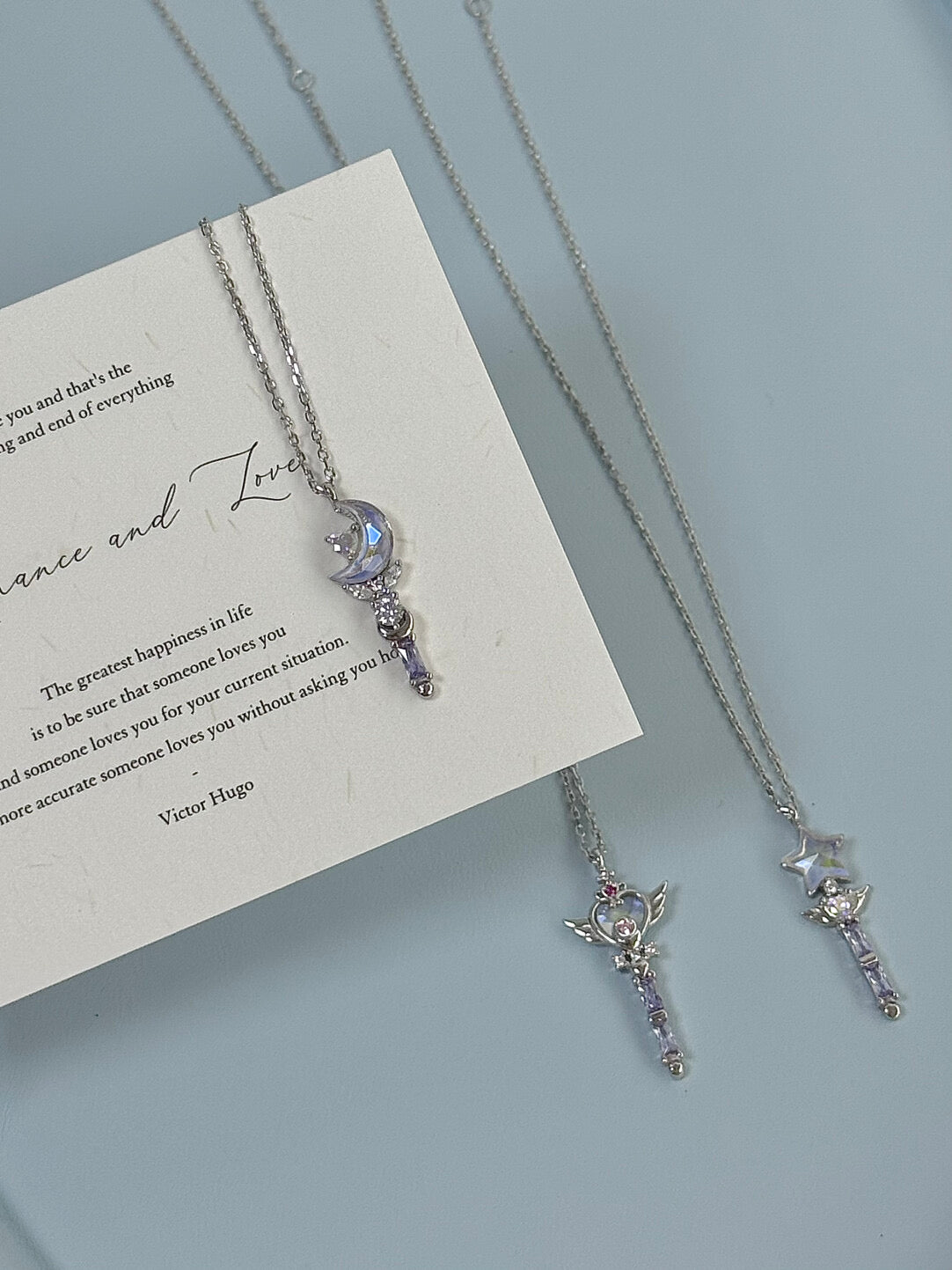 LolaWhite "Clow Reed's Contract" Platinum S925 Sterling Silver Japanese-style Magical Wand Necklace