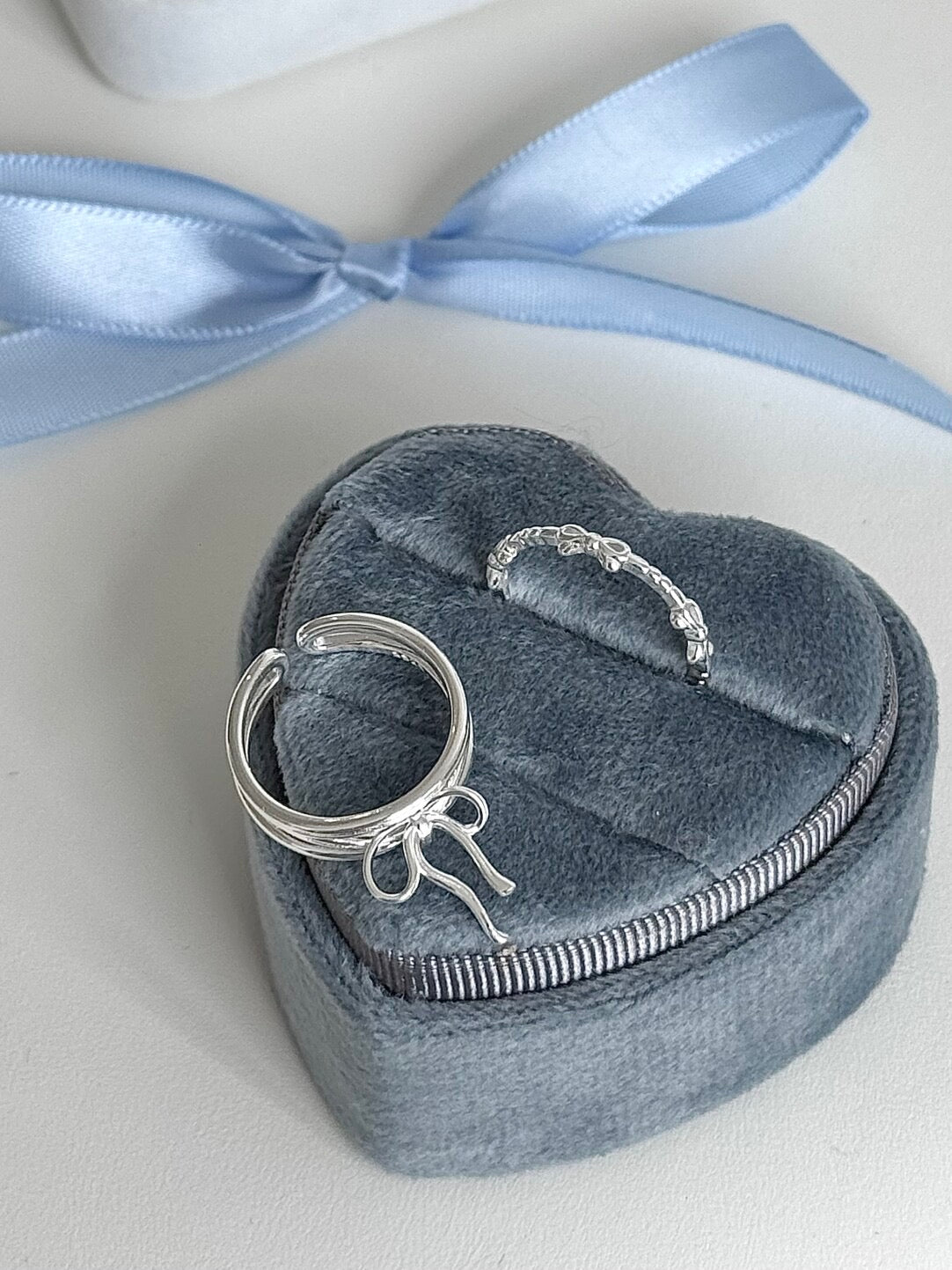 LolaWhite "Ballet Dream" S925 Sterling Silver Double-Loop Bow Ring - Delicate, Sweet & Minimalist