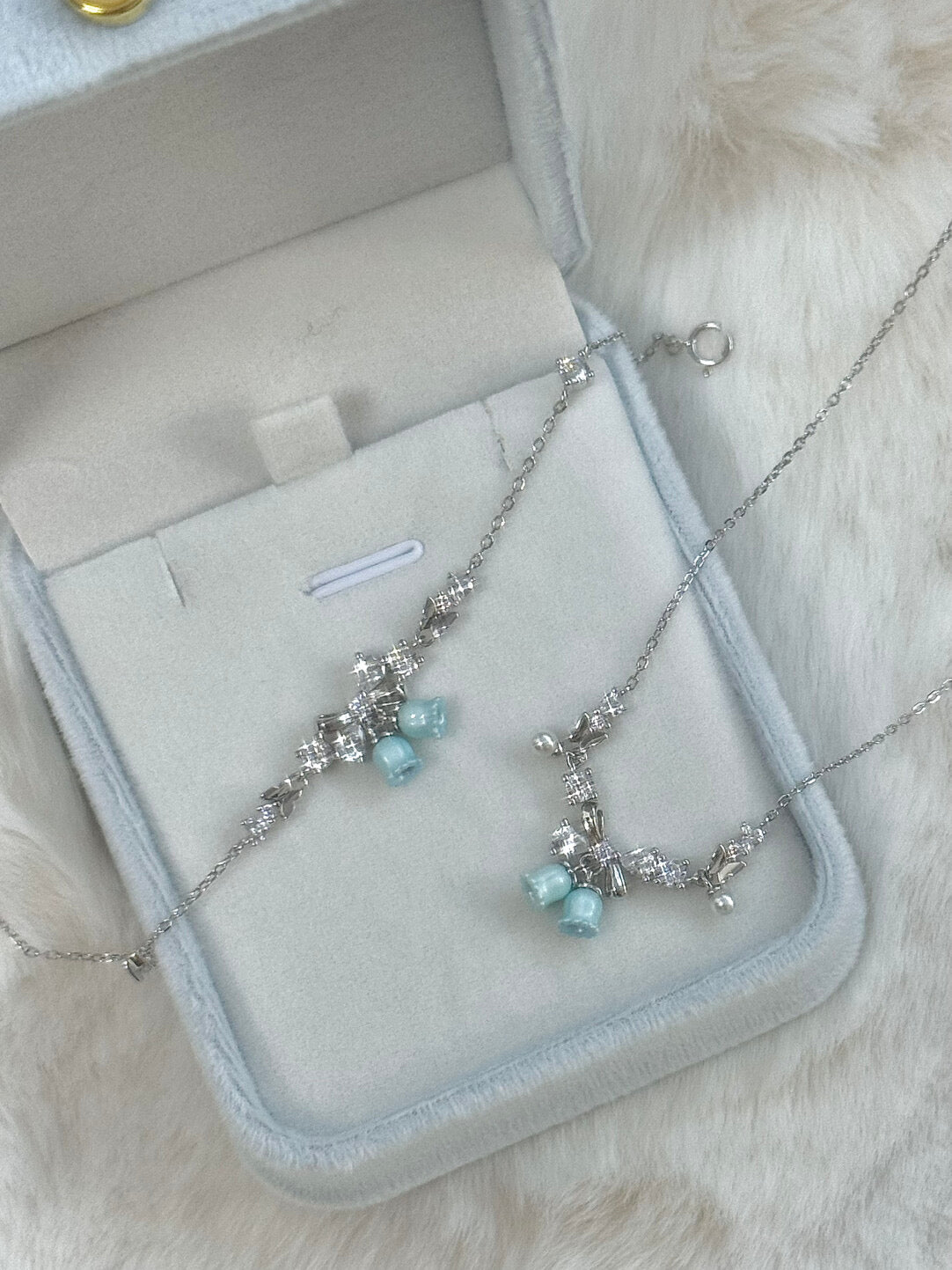 DearLola "Midnight Blue Chime" S925 Sterling Silver Butterfly & Bell Jewelry – Whimsical & Festive