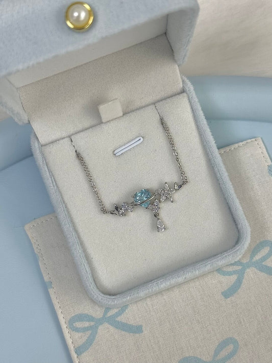 LolaWhite "Cloud Puff" Solid S925 Sterling Silver Bracelet – Butterfly, Blue Heart & Star Trail – Elegant & Whimsical